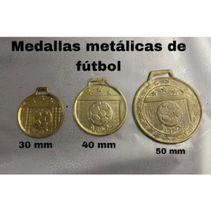 Medallas metálicas de fútbol<br><small><small><i>(Grande: 50 cm | Mediana: 40 cm | Chica: 30 cm)</i></small></small>