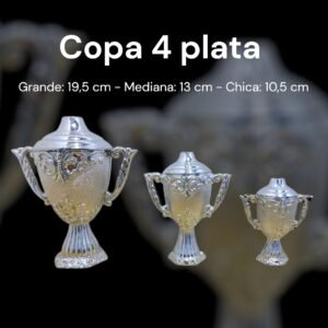 <small><strong>NUEVO</strong></small><br>Copa 4 Plata<small><small><i>(Grande: 19,5cm | Mediana: 13cm | Chica: 10,5cm)</i></small></small>